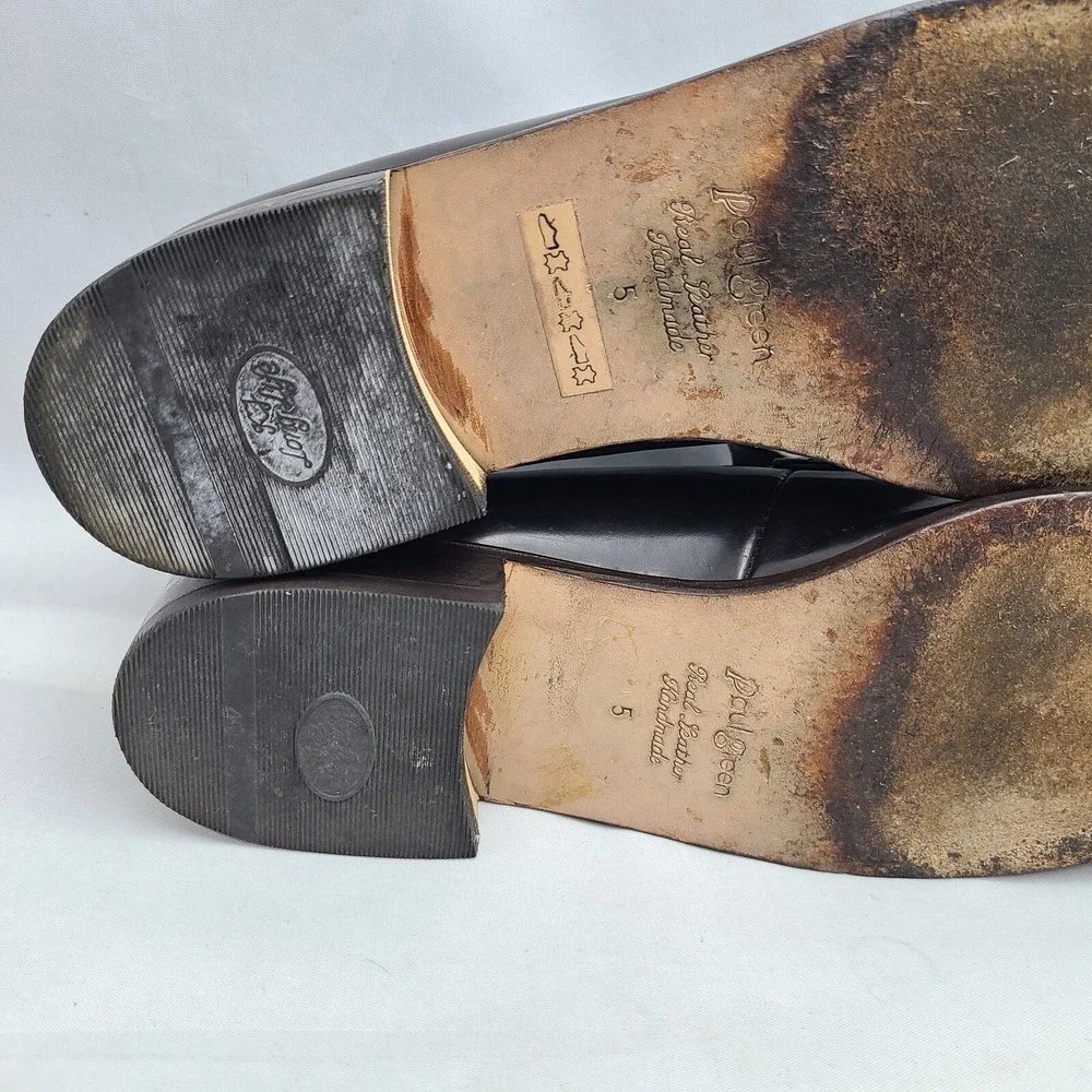 Paul Green Munchen Black Patent Leather‎ Loafers Smooth Soles Size 5 Handmade